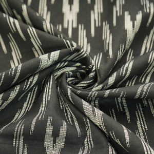 Black & White Ikkat Print Cotton Fabric