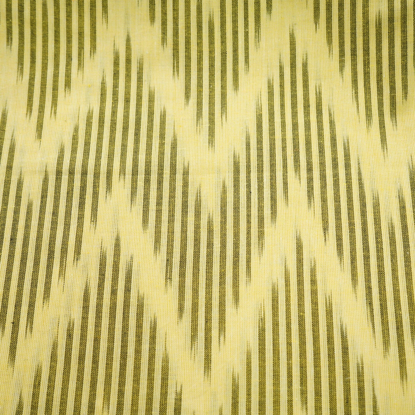 Yellow Brown Ikkat Print Cotton Fabric