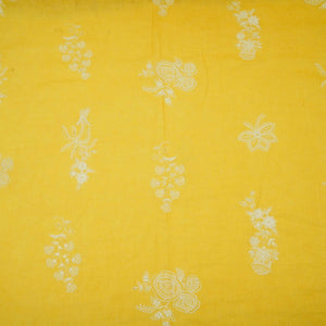 Mustard Yellow thread embroidery Pure Linen Fabric SN-31243 - TradeUNO