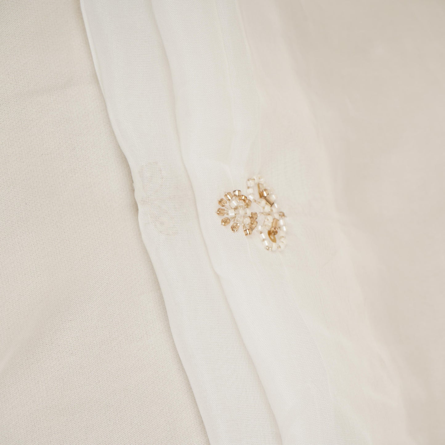 White Cutdana embroidery Organza Fabric STF-29670