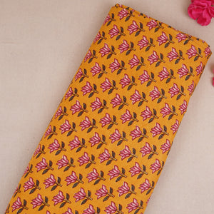 Mustard Yellow Handblock Print Cotton Fabric PB-29722 - TradeUNO