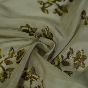 Smokey Grey Sequins Applique Work Organza Fabric