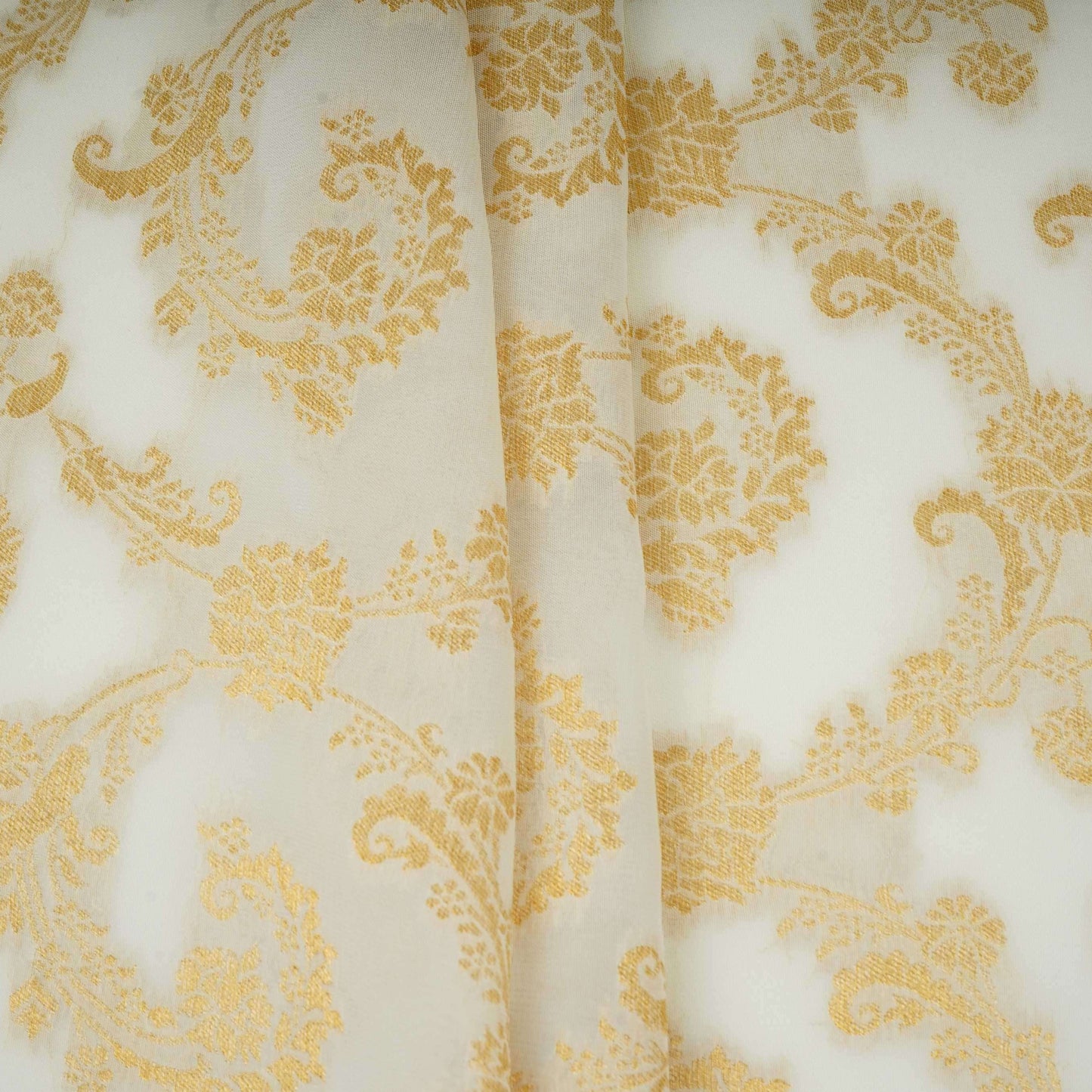White floral Jaal Georgette Fabric MTI-31222