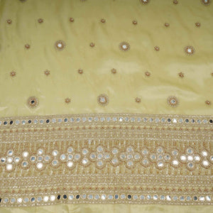 Golden Mirror thread cutdana embroidery Dyeable Kanjivaram Silk Fabric TF-31152 - TradeUNO