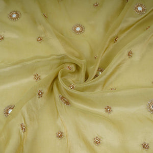 Golden Mirror thread cutdana embroidery Dyeable Kanjivaram Silk Fabric TF-31152 - TradeUNO
