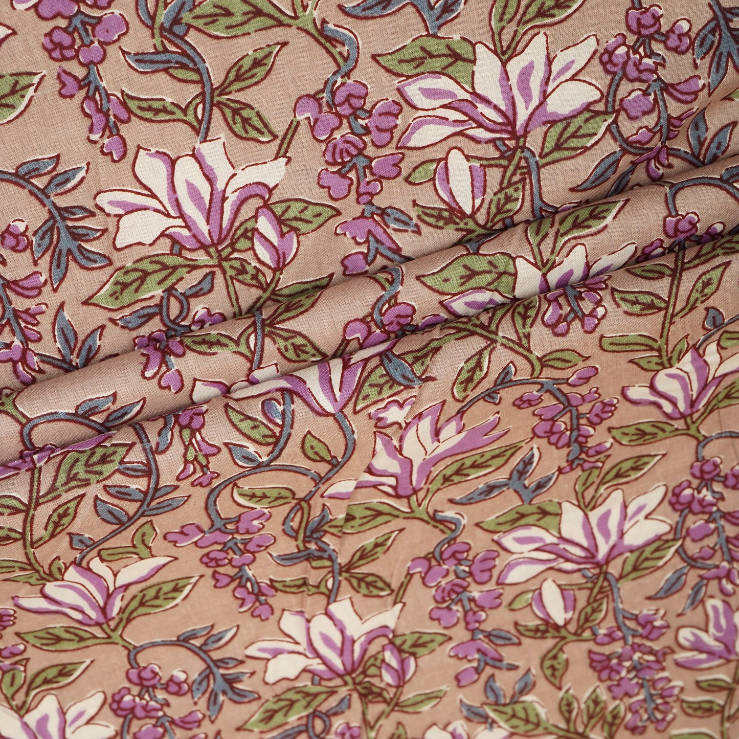 Beige Handblock Print Cotton Fabric PB-29719