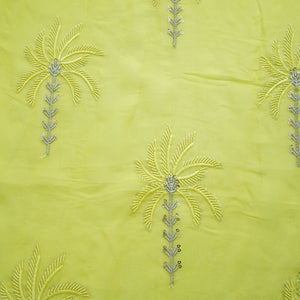 Yellow Thread Sequins Embroidery Organza Fabric 20851