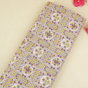 Purple & Yellow Mosaic Floral Print Cotton Fabric PB-29742 - TradeUNO