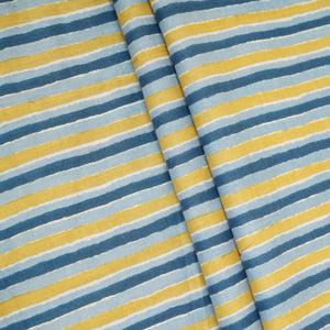 Blue & Yellow Stripes Print Cotton Fabric PB-29740 - TradeUNO