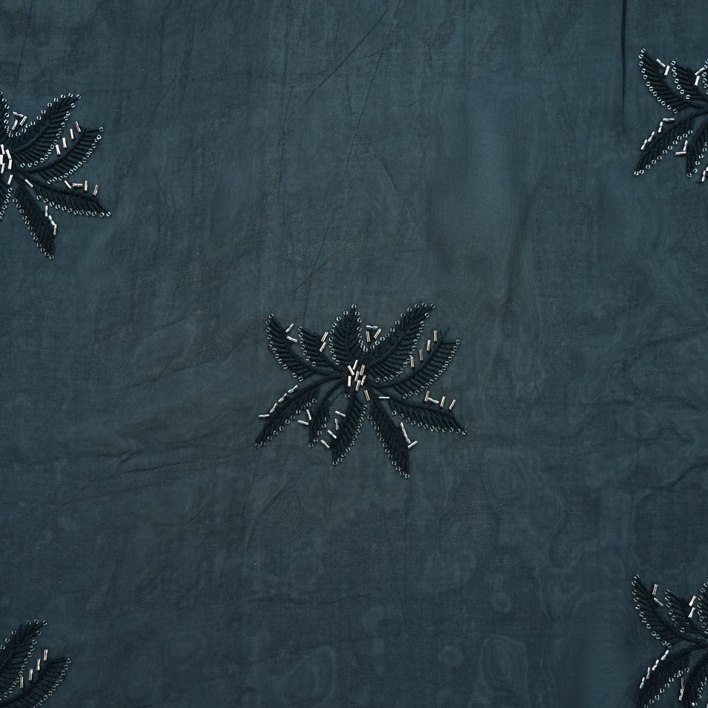 Black Cutdana Embroidery Organza Fabric