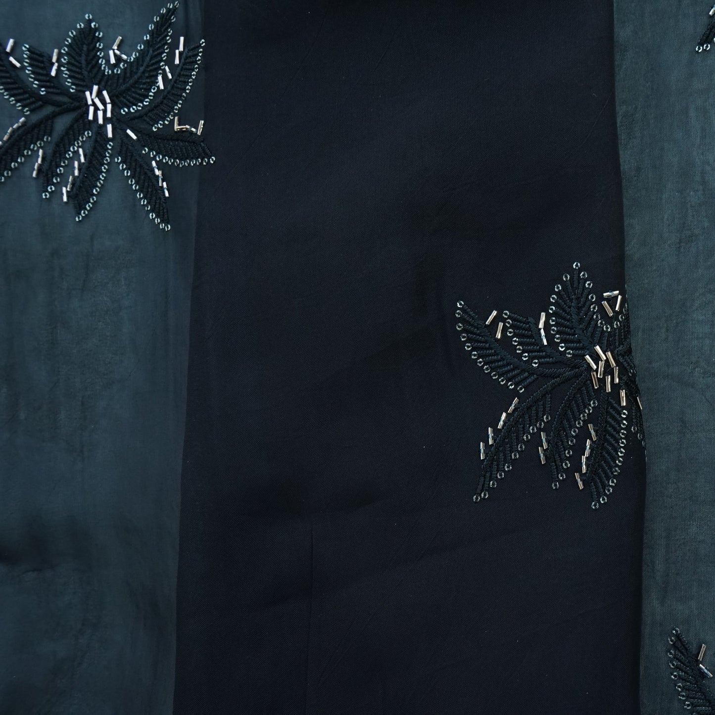 Black Cutdana Embroidery Organza Fabric