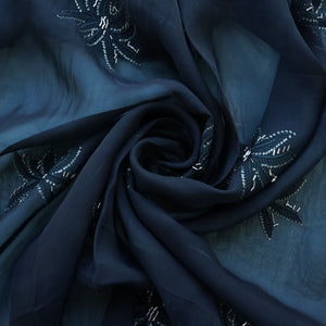 Black Cutdana Embroidery Organza Fabric