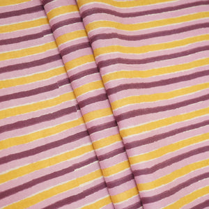 Purple & Green Stripes Print Cotton Fabric PB-29743 - TradeUNO
