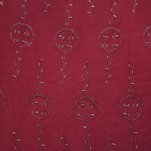 Brick Red Cutdana Sequins Embroidery Organza Fabric 21023