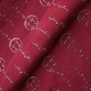 Brick Red Cutdana Sequins Embroidery Organza Fabric 21023