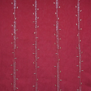 Brick Red Cutdana Sequins Embroidery Organza Fabric 21024