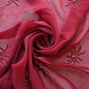 Dark Red Cutdana Embroidery Organza Fabric 20831