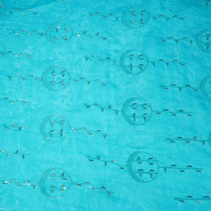 Sky Blue Cutdana Sequins Embroidery Organza Fabric 21012