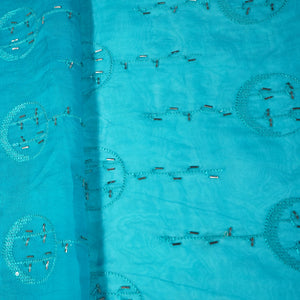 Sky Blue Cutdana Sequins Embroidery Organza Fabric 21012
