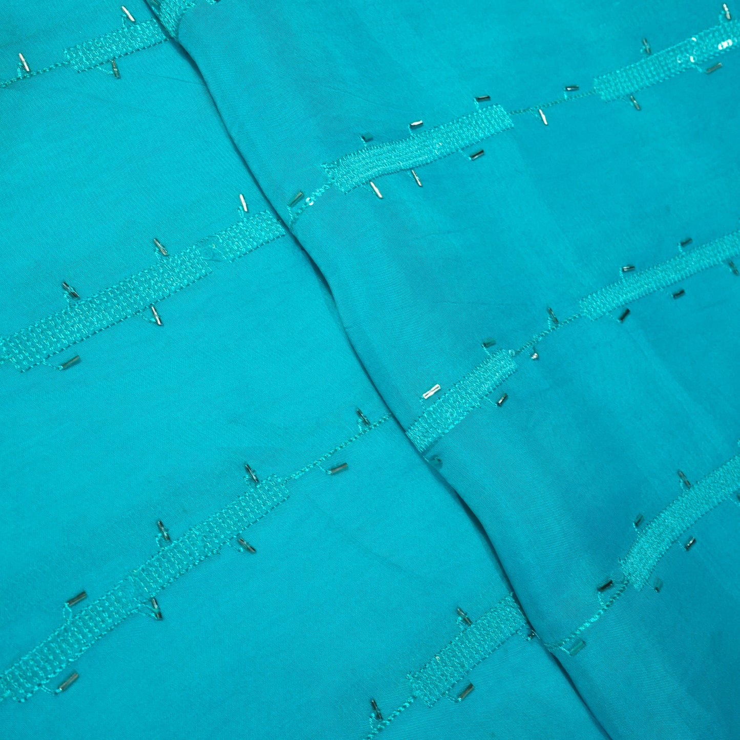 Sky Blue Cutdana Sequins Embroidery Organza Fabric 21011