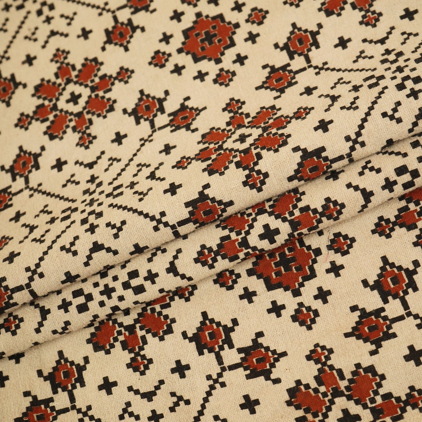 Cream Ajrakh Print Cotton Fabric CH-29788