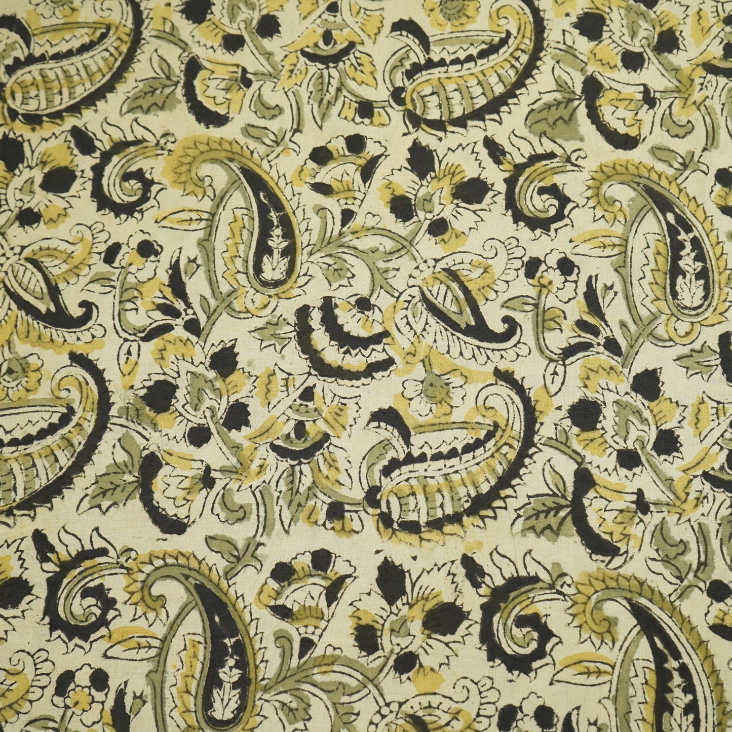 Khadi with Black Kalamkari Cotton Fabric 22528