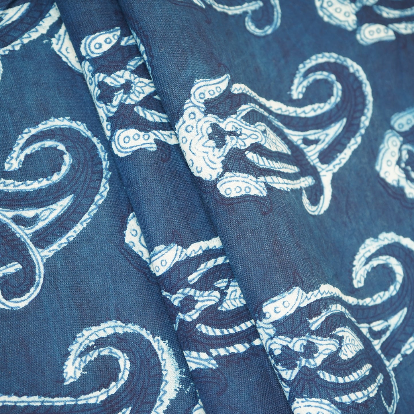 Blue Paisley Print Cotton Fabric CH-29766