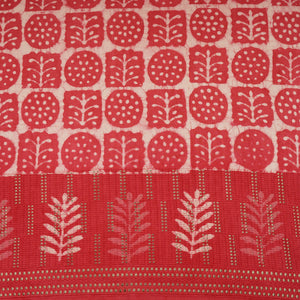 Pink & White Floral Batik Print Cotton Schiffli Fabric CH-29813 - TradeUNO