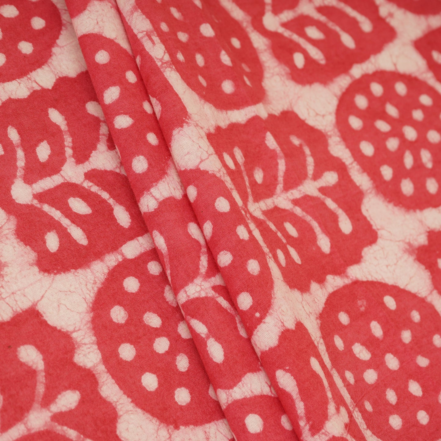 Pink & White Floral Batik Print Cotton Schiffli Fabric CH-29813