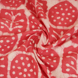 Pink & White Floral Batik Print Cotton Schiffli Fabric CH-29813 - TradeUNO