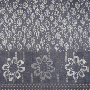 Grey & White Floral Batik Print Cotton Schiffli Fabric CH-29815 - TradeUNO
