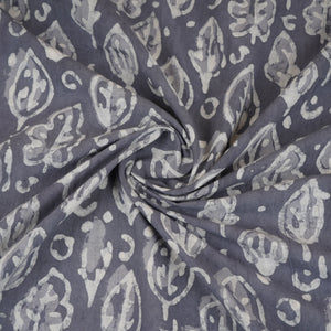 Grey & White Floral Batik Print Cotton Schiffli Fabric CH-29815 - TradeUNO