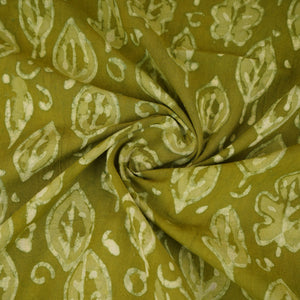 Green & White Floral Batik Print Cotton Schiffli Fabric CH-29816 - TradeUNO