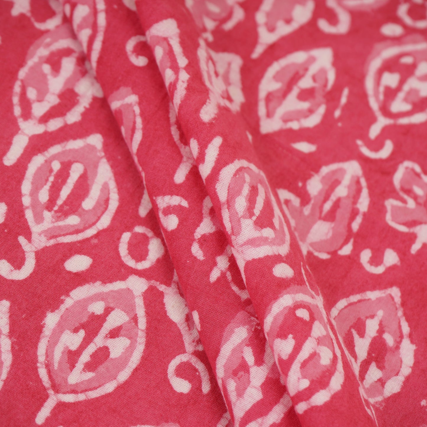 Pink & White Floral Batik Print Cotton Schiffli Fabric CH-29819