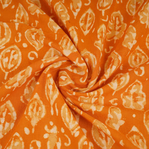 Orange & White Floral Batik Print Cotton Schiffli Fabric CH-29818 - TradeUNO