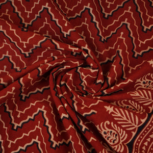 Red Ajrakh Print Cotton Fabric CH-29781 - TradeUNO