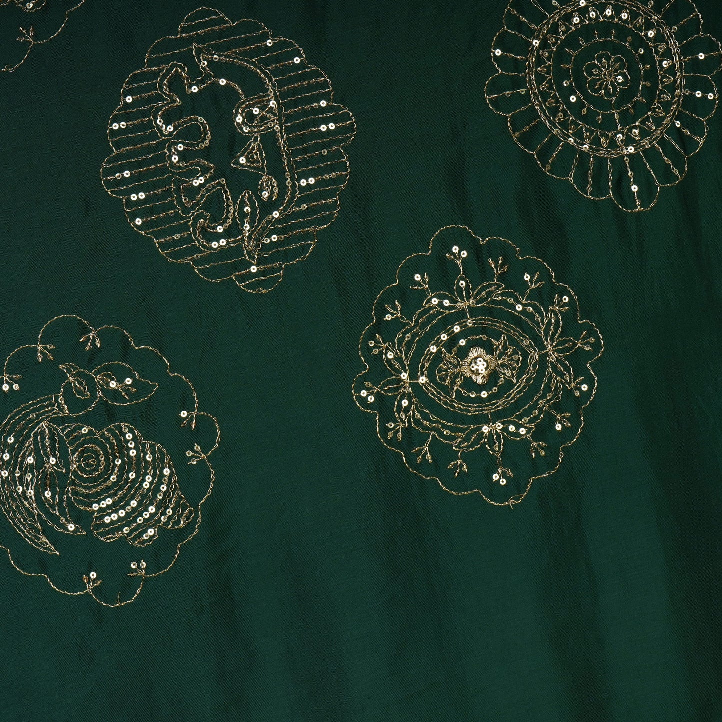 Green Buta Work with sequin embroidery Cotton Silk Dupatta