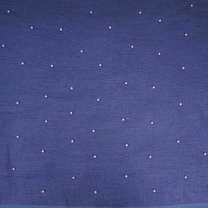 Denim Blue Beads Work Linen Fabric SU-31875 - TradeUNO