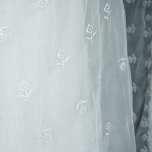 White Dyeable thread embroidery Chiffon Dupatta SST-31020 - TradeUNO