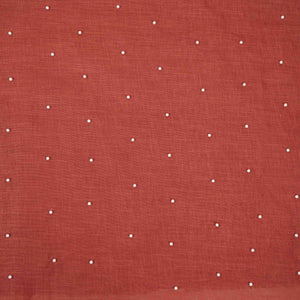 Brick Red Beads Work Linen Fabric SU-31873 - TradeUNO