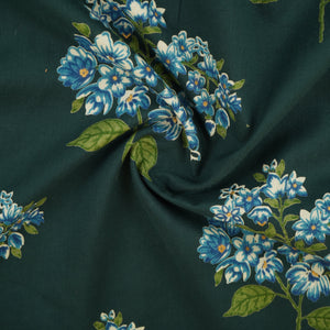 Dark Green Floral Print Cotton Fabric CH-29694 - TradeUNO