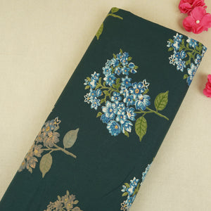 Dark Green Floral Print Cotton Fabric CH-29694 - TradeUNO