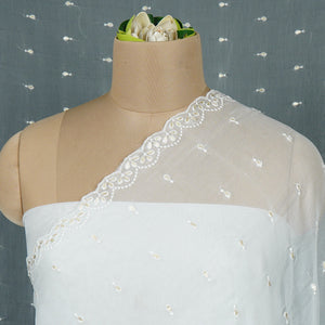 White Dyeable embroidery Chiffon Dupatta SST-31012 - TradeUNO