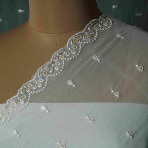 White Dyeable embroidery Chiffon Dupatta SST-31012 - TradeUNO