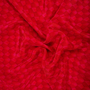 Red with Pink Geometrical print Crepe Fabric NVC-31820 - TradeUNO