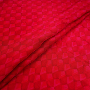 Red with Pink Geometrical print Crepe Fabric NVC-31820 - TradeUNO