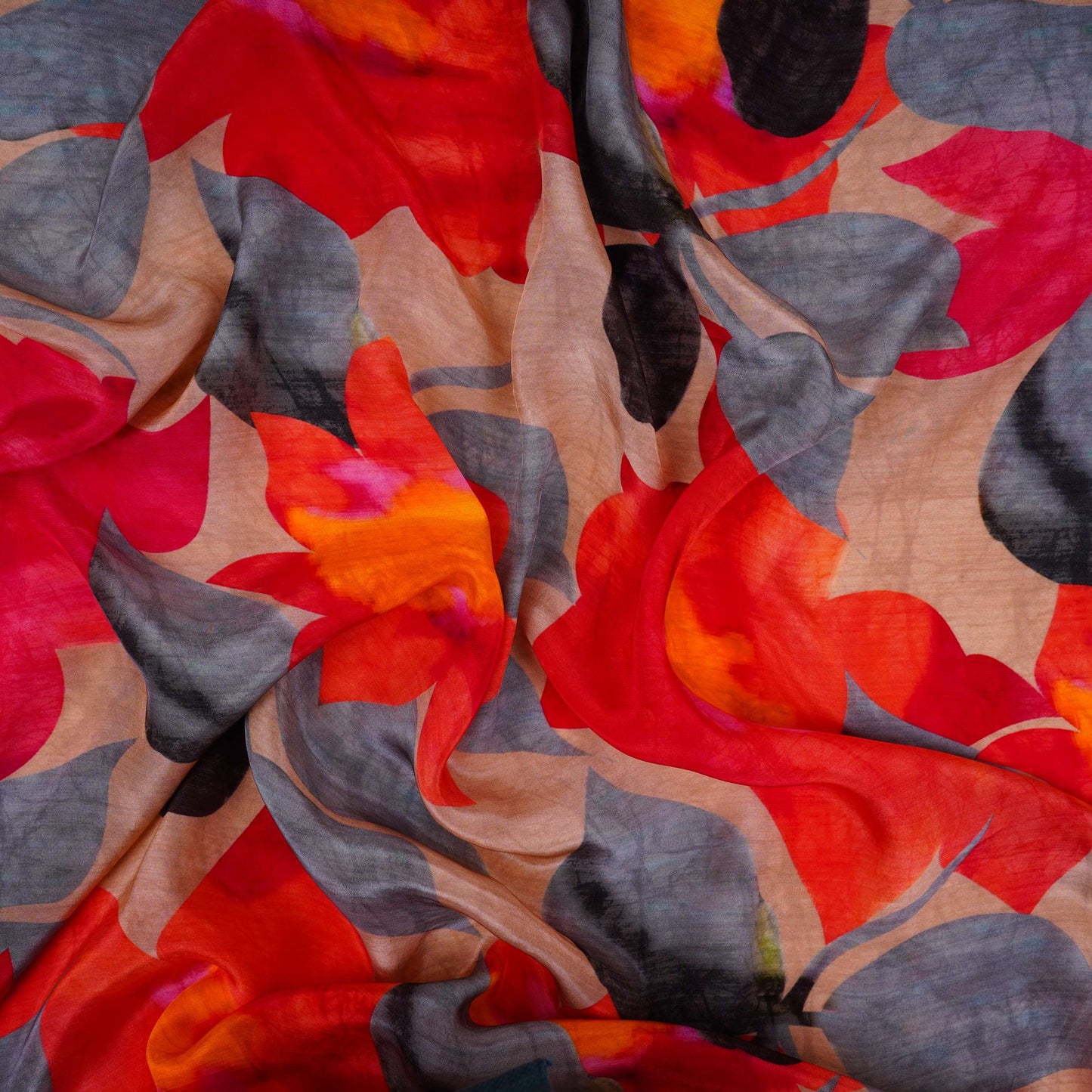 Beige with Multicolor Abstract print Crepe Fabric NVC-31817