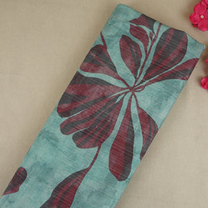 Light Blue Floral Print Viscose Turkey Linen Fabric PDM-29901 - TradeUNO