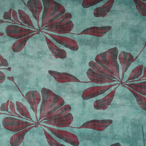 Light Blue Floral Print Viscose Turkey Linen Fabric PDM-29901 - TradeUNO