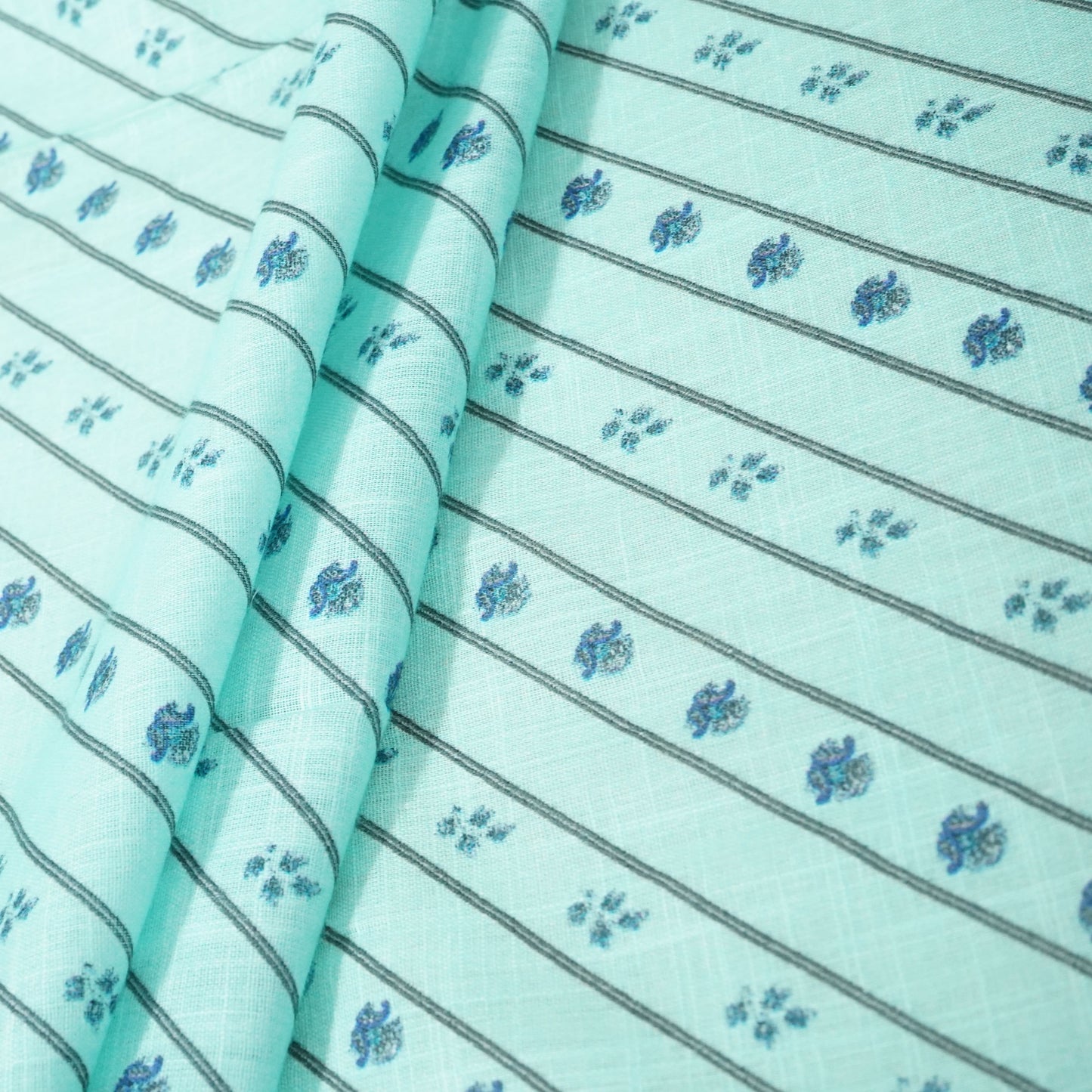 Sky Blue Floral Print Mulmul Fabric 23618